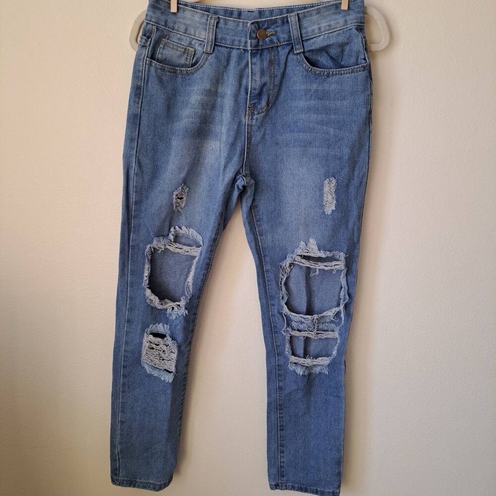 Womens Denim Destructed Jeans No Brand Size 12 Sample